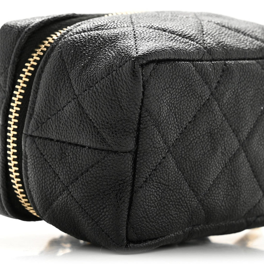 Chanel Caviar Quilted Mini Top Handle Vanity With Chain Black