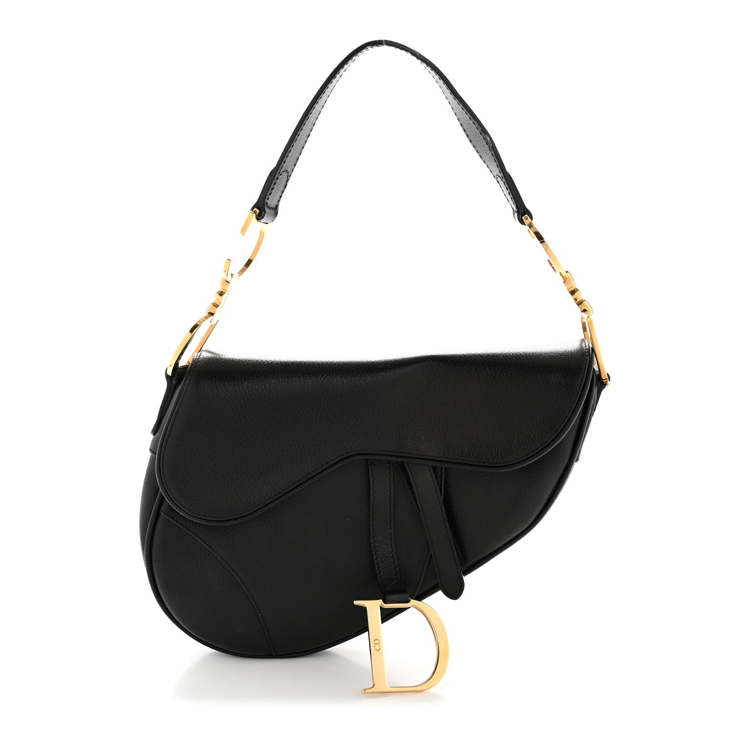 Christian Dior Shiny Goatskin  Saddle Bag Black