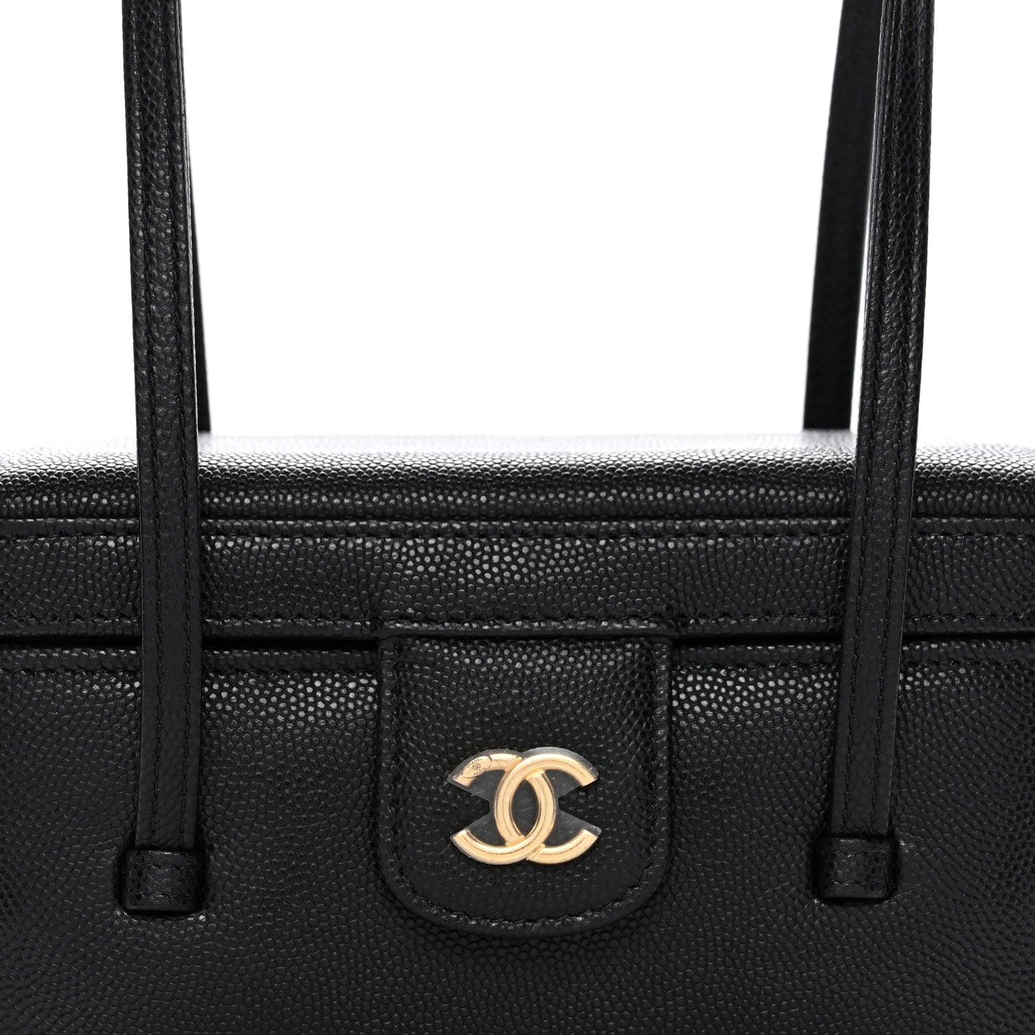 Chanel Shiny Caviar Preppy Coco Long Vanity With Strap Black
