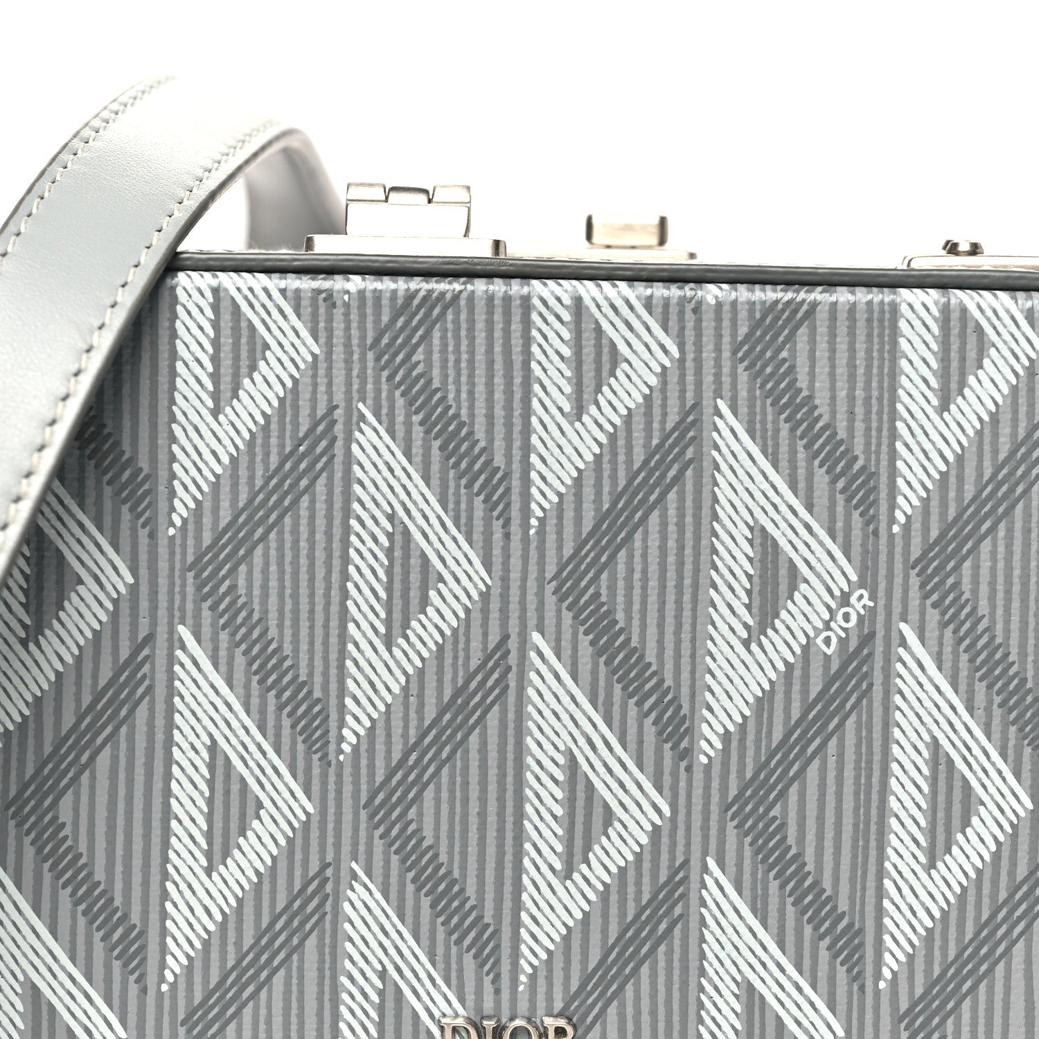 Christian Dior Coated Canvas CD Diamond Lock Mini Case  Gray