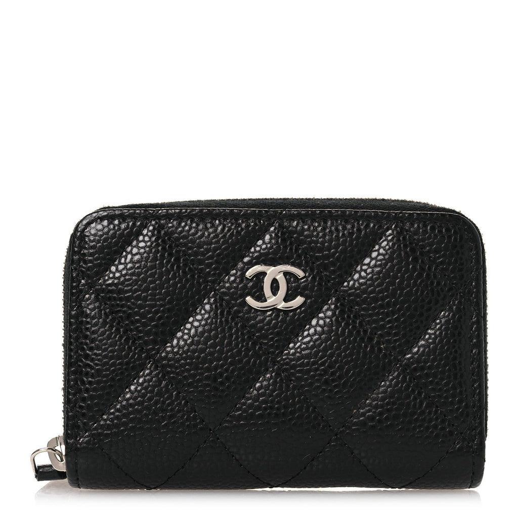 Caviar Quilted Zip Coin Purse Black