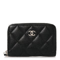 Caviar Quilted Zip Coin Purse Black