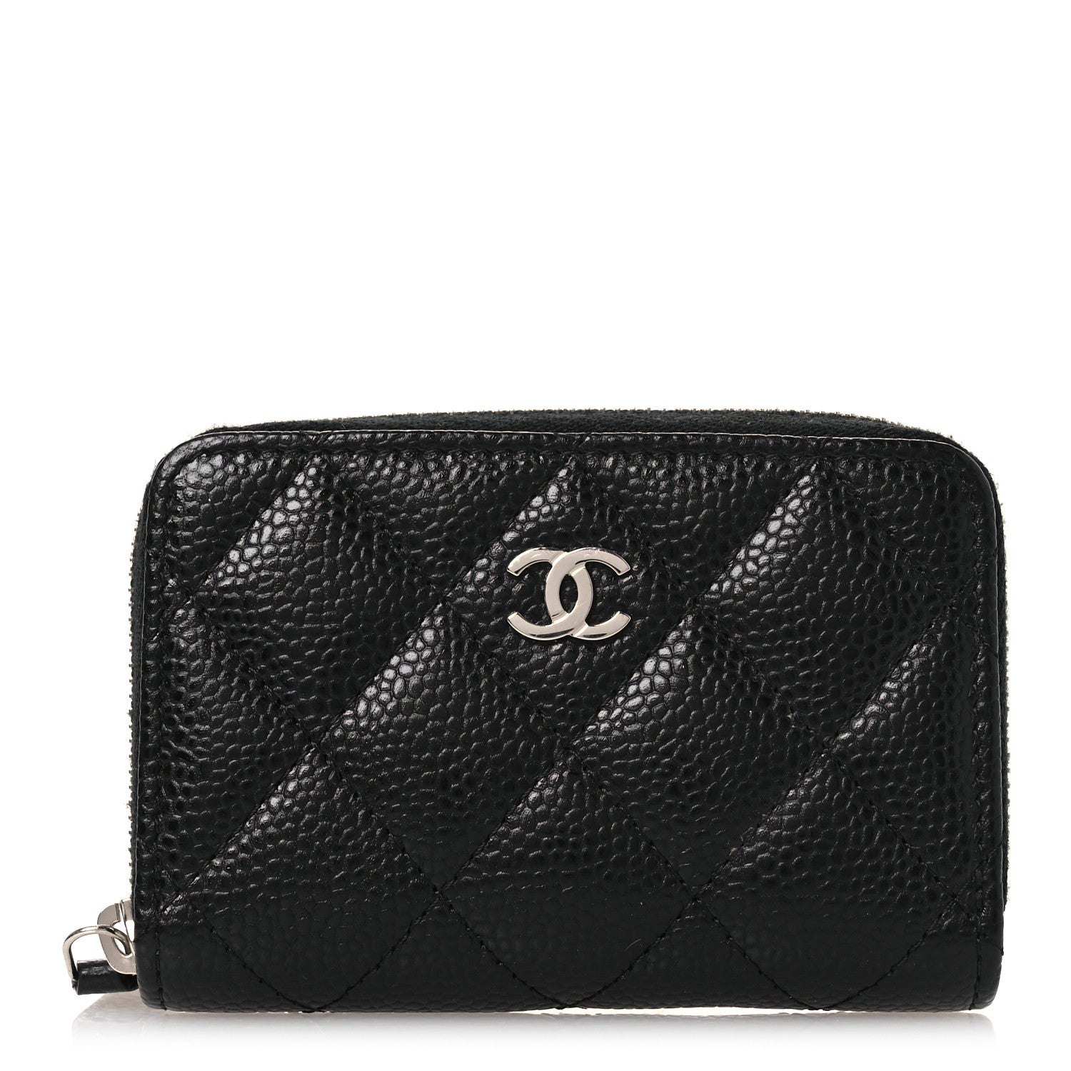 Caviar Quilted Zip Coin Purse Black