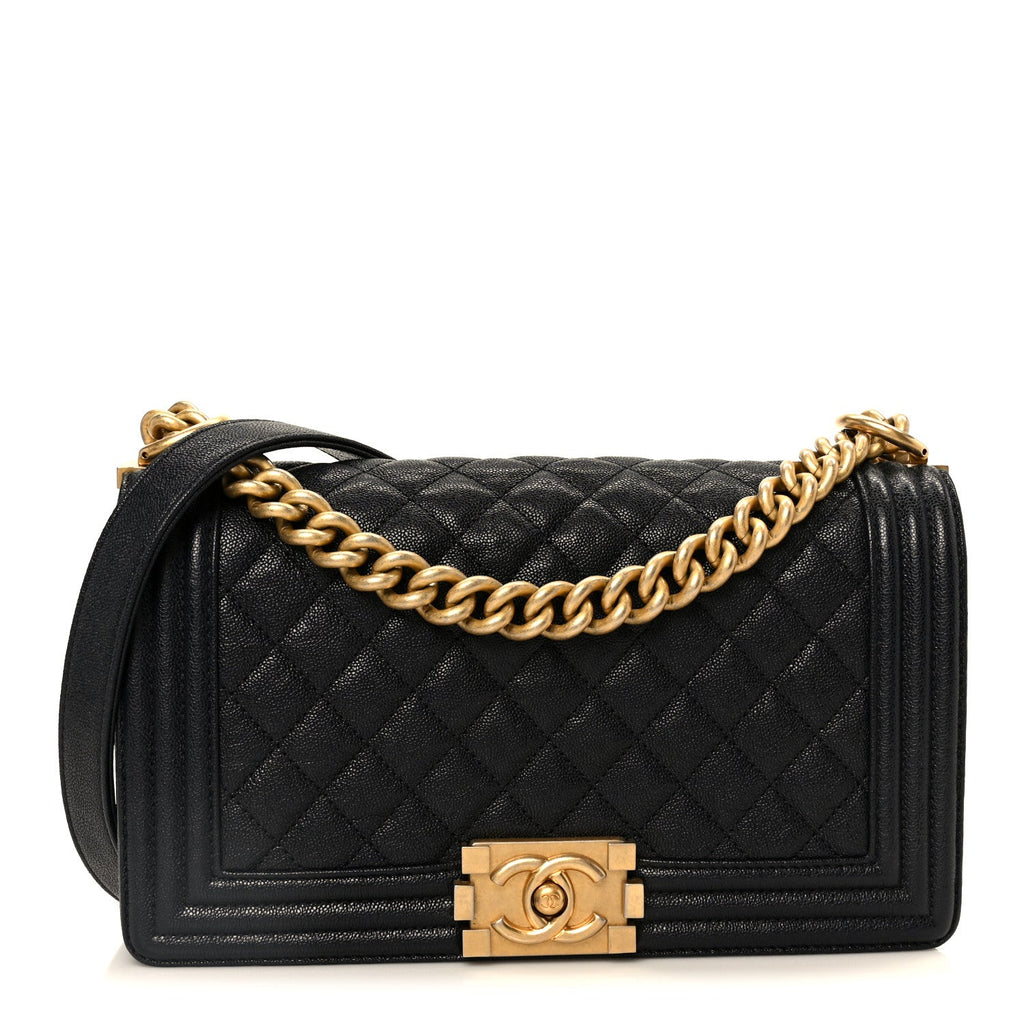 Chanel Caviar Quilted Medium Boy Flap Navy