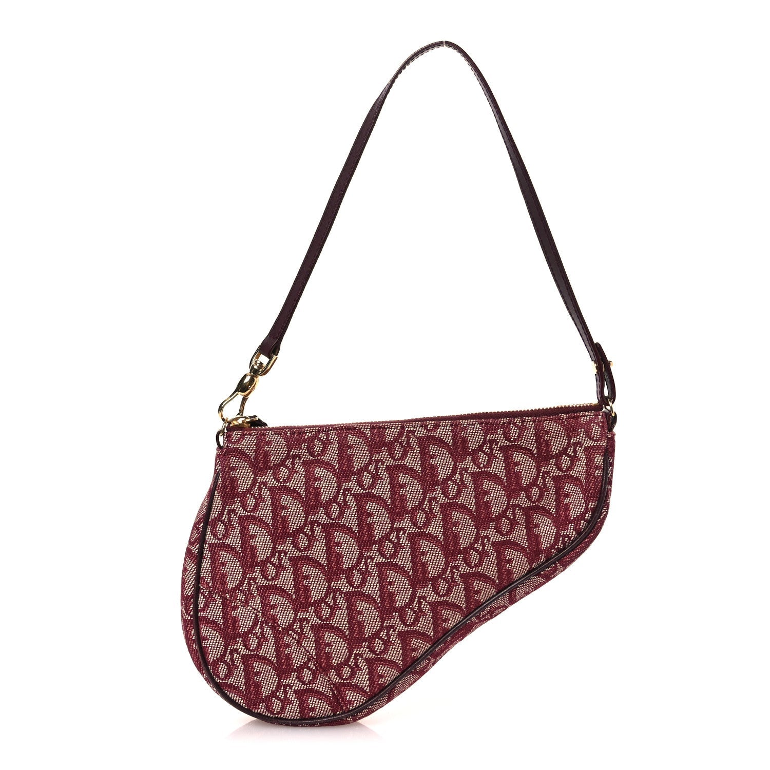 Christian Dior Monogram Mini Saddle Pochette Burgundy
