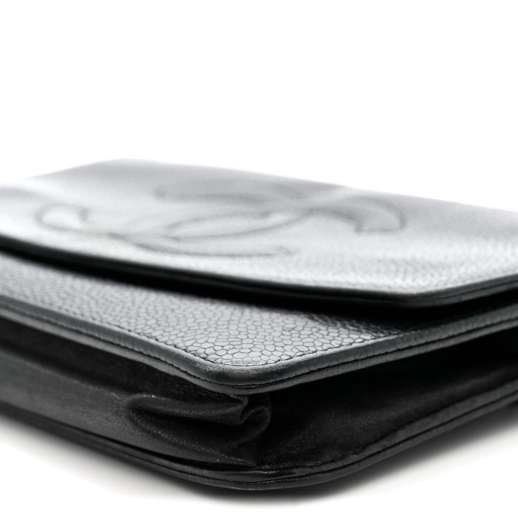 Chanel Caviar Timeless CC Wallet On Chain WOC Black