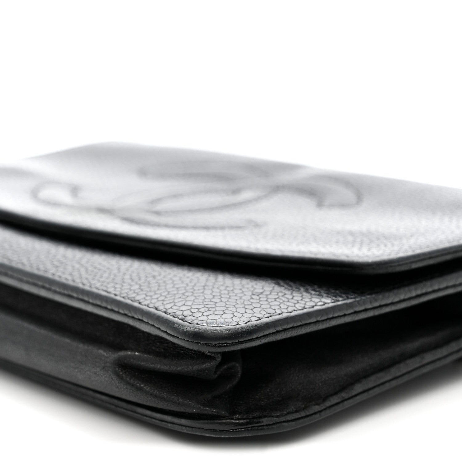 Chanel Caviar Timeless CC Wallet On Chain WOC Black