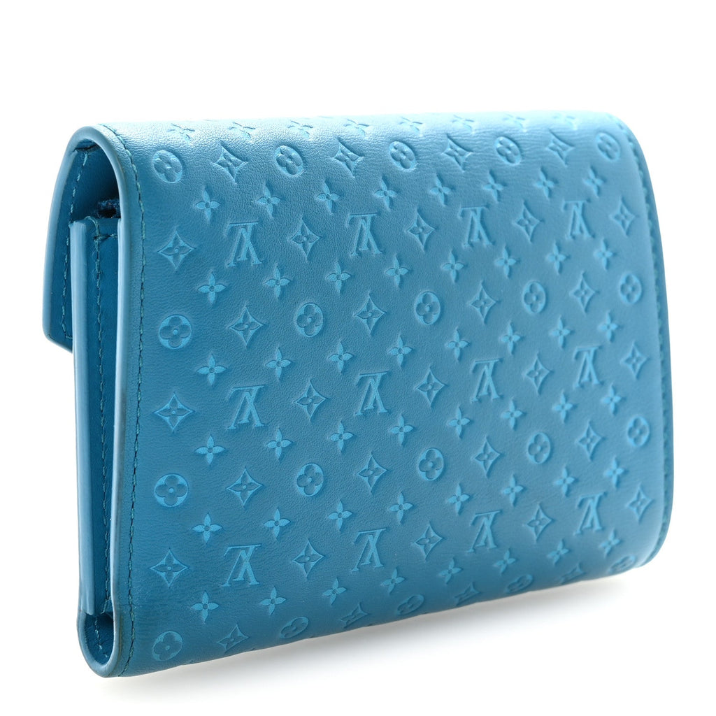 Louis Vuitton Calfskin Nanogram Embossed Victorine Wallet Bleu