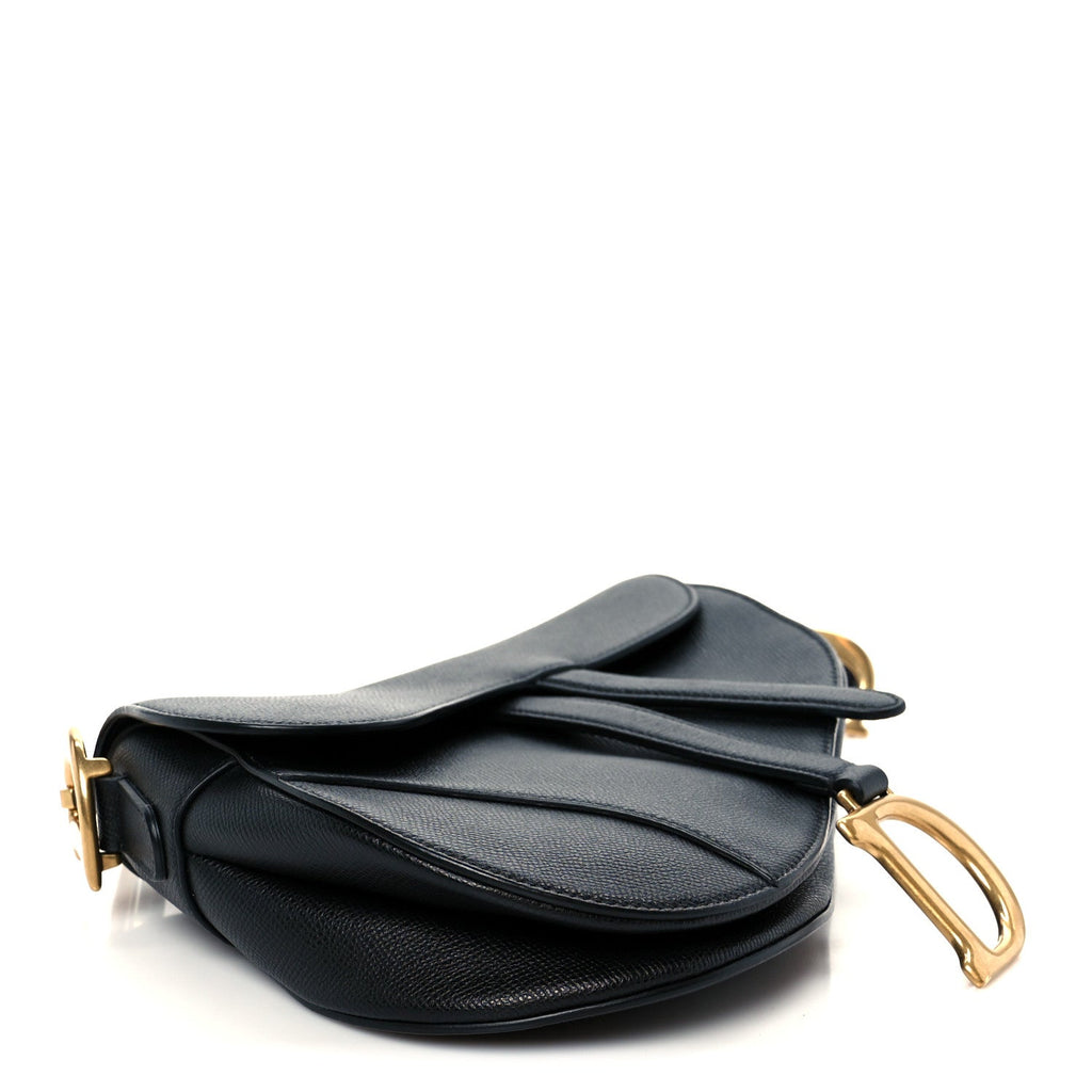 Christian Dior Grained Calfskin Saddle Bag Black