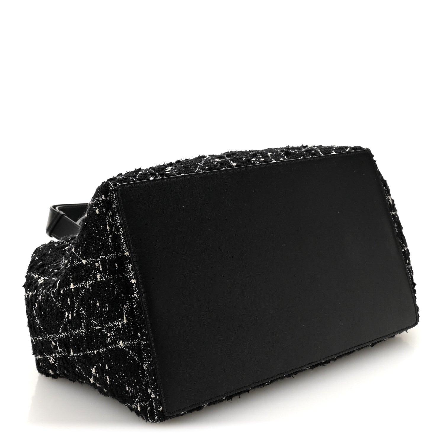 Christian Dior Calfskin Tweed Cannage Medium Toujours Black White