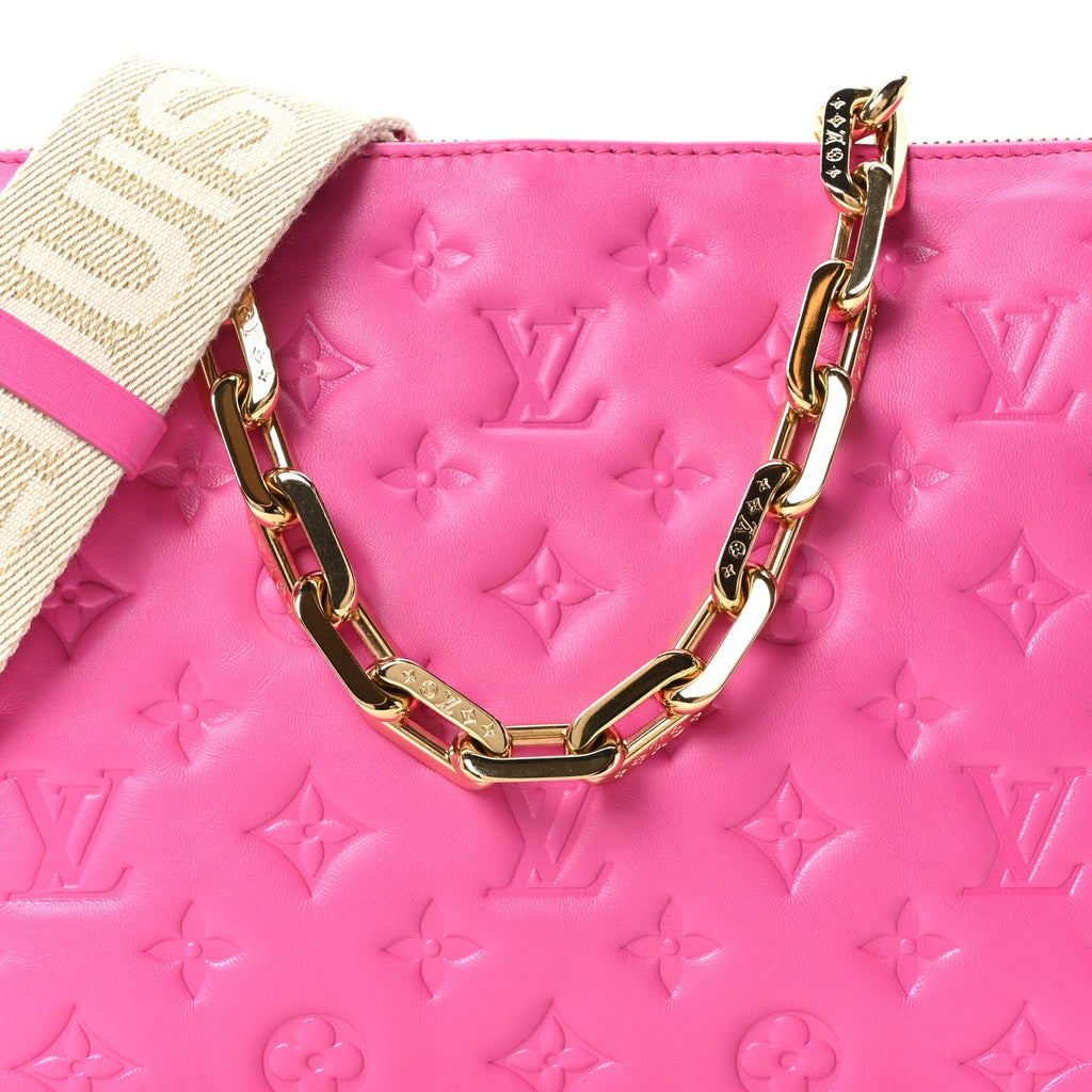 Louis Vuitton Lambskin Embossed Monogram Coussin PM Rose Miami