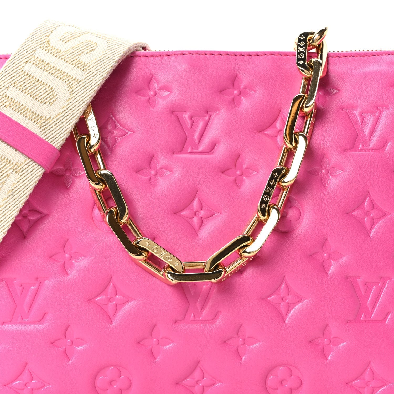 Louis Vuitton Lambskin Embossed Monogram Coussin PM Rose Miami