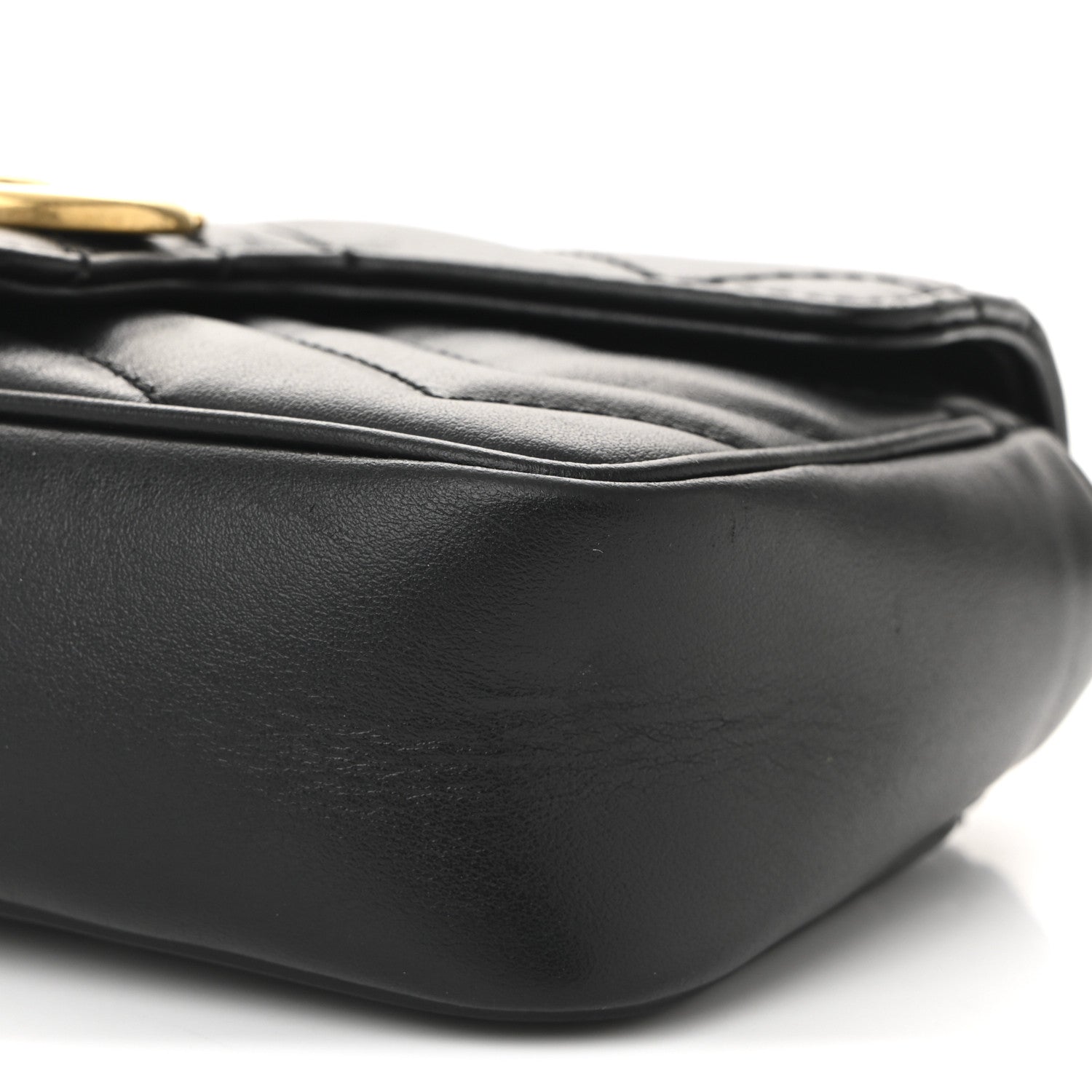 Gucci Calfskin Matelasse Super Mini GG Marmont Shoulder Bag Black
