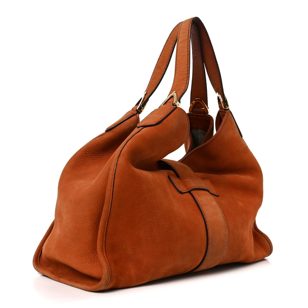 Gucci Nubuck Medium Soft Stirrup Shoulder Bag Orange