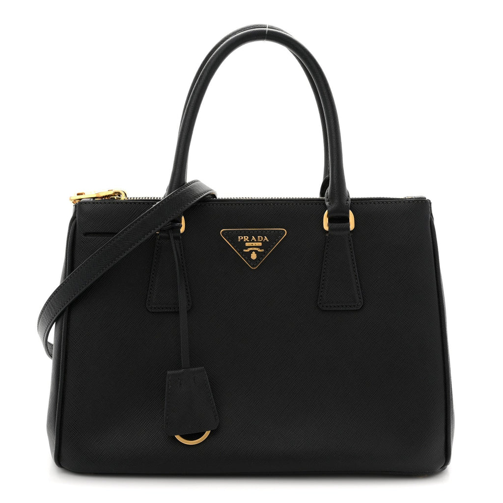 Prada Saffiano Small Galleria Double Zip Tote Black