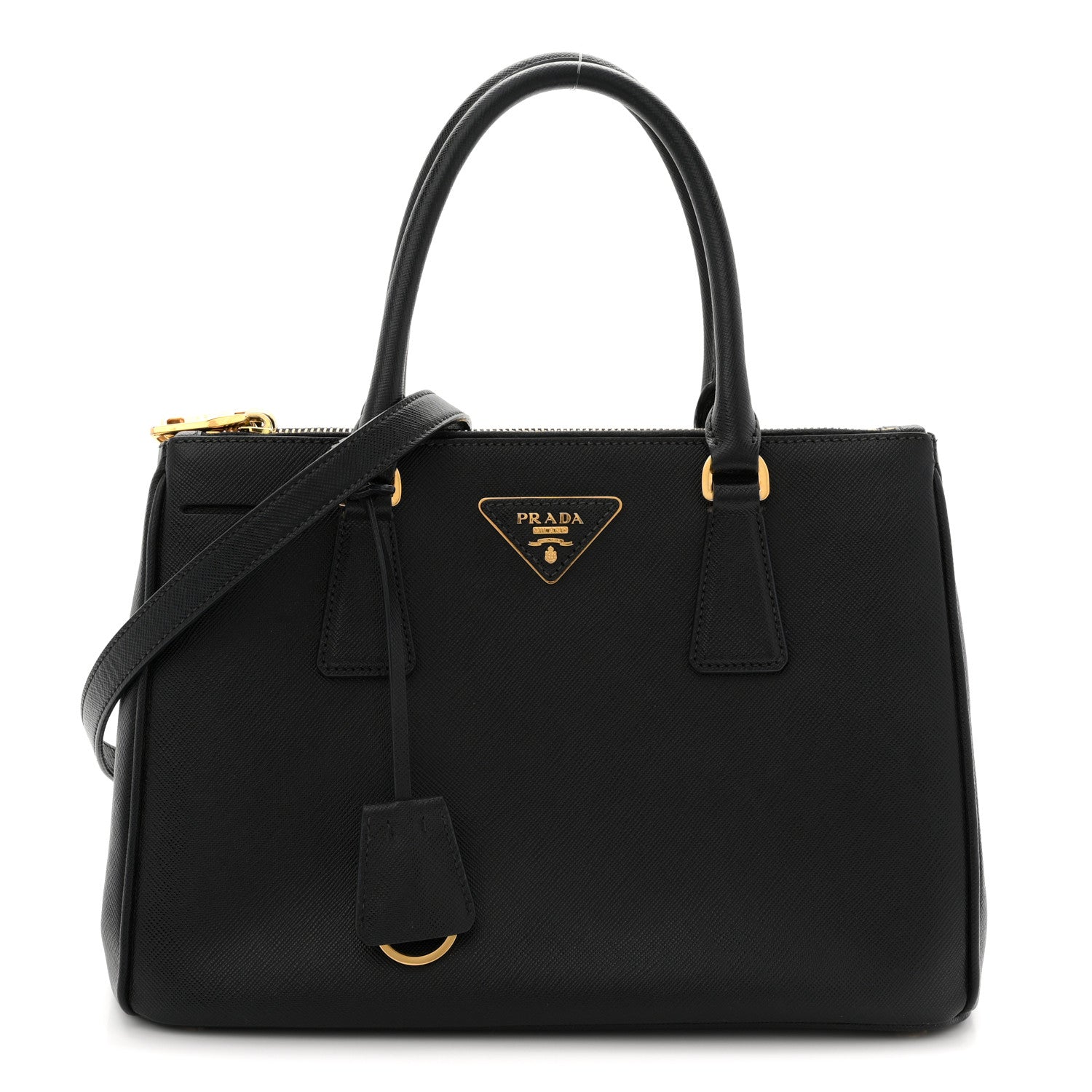 Prada Saffiano Small Galleria Double Zip Tote Black