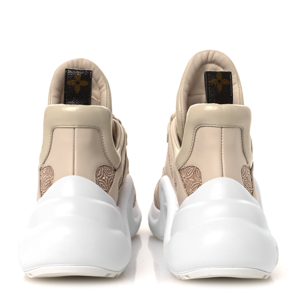 Louis Vuitton Fabric Embroidered Calfskin LV Archlight Sneakers 37 Nude