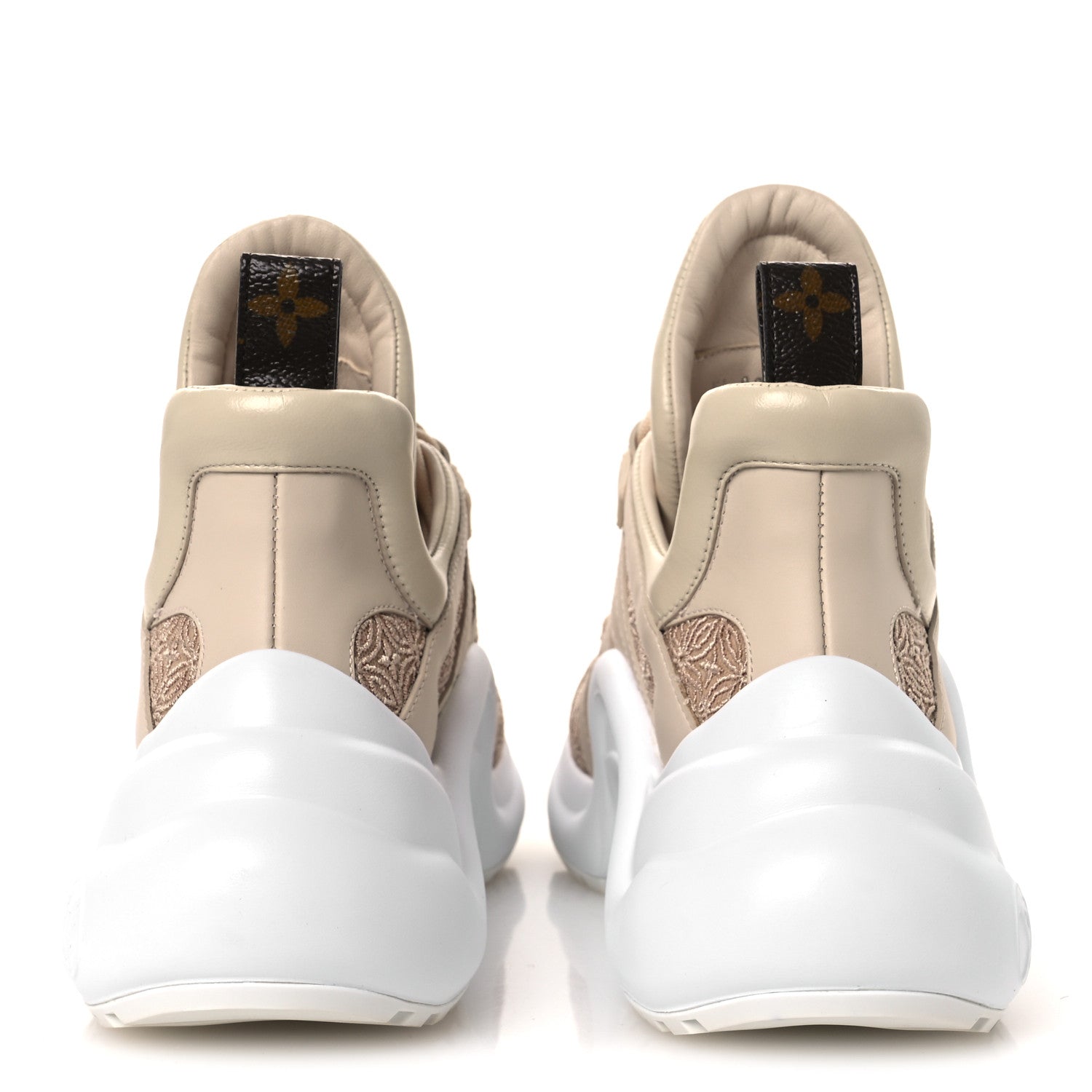 Louis Vuitton Fabric Embroidered Calfskin LV Archlight Sneakers 37 Nude