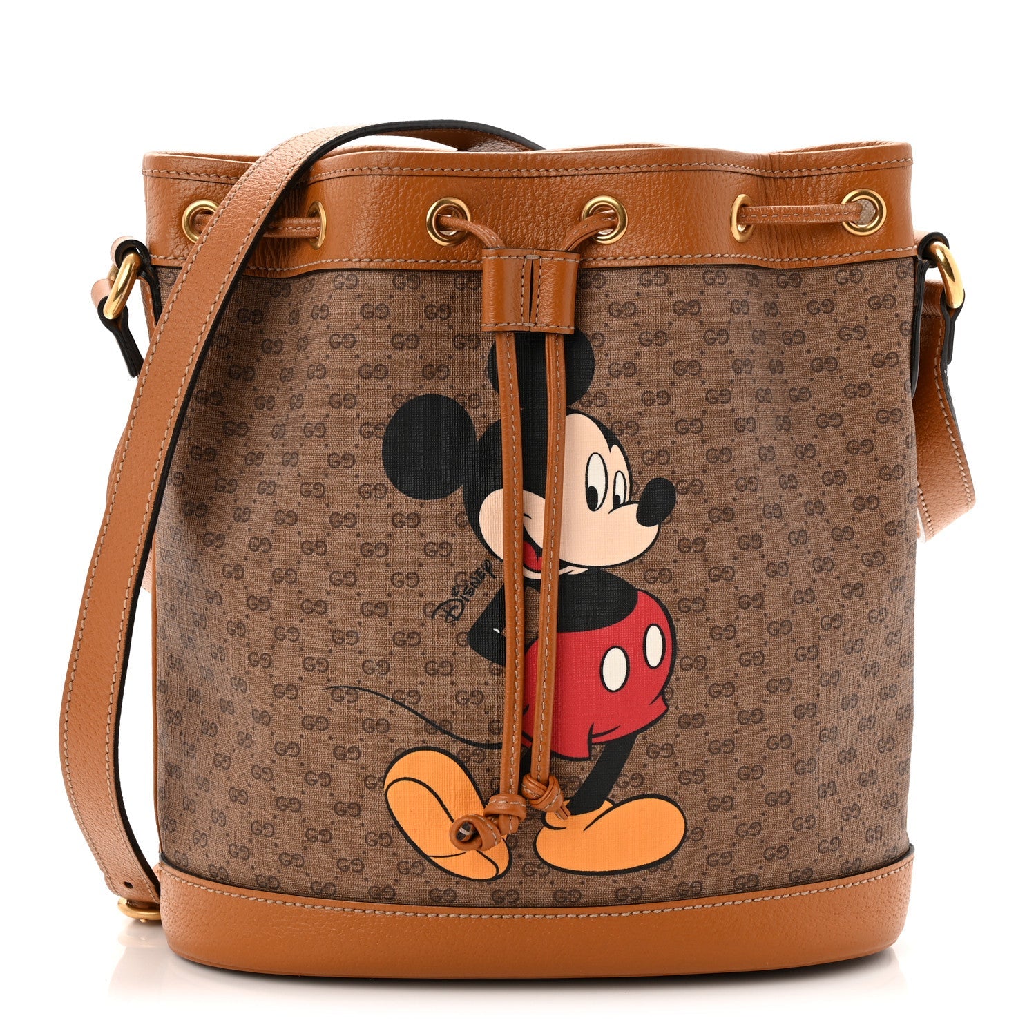 Gucci X DISNEY Mini Vintage GG Supreme Monogram Bucket Bag Beige Vintage Sun Oil