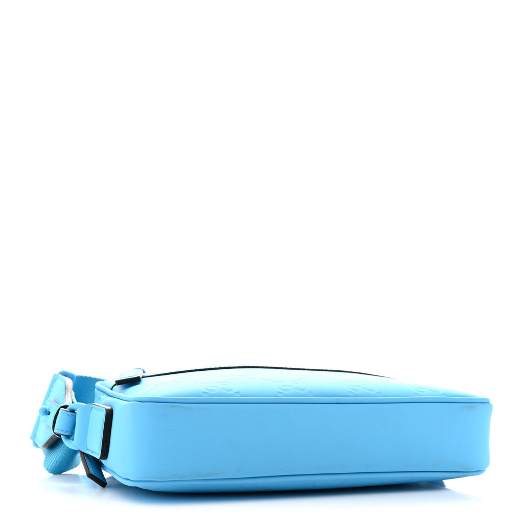 Gucci Rubber Effect Monogram GG Crossbody Bag Bright Blue