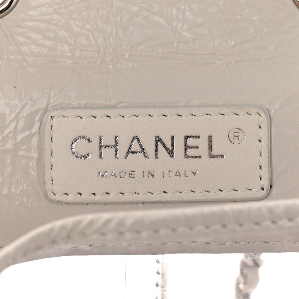 Chanel Crumpled Calfskin PVC Quilted Flap White