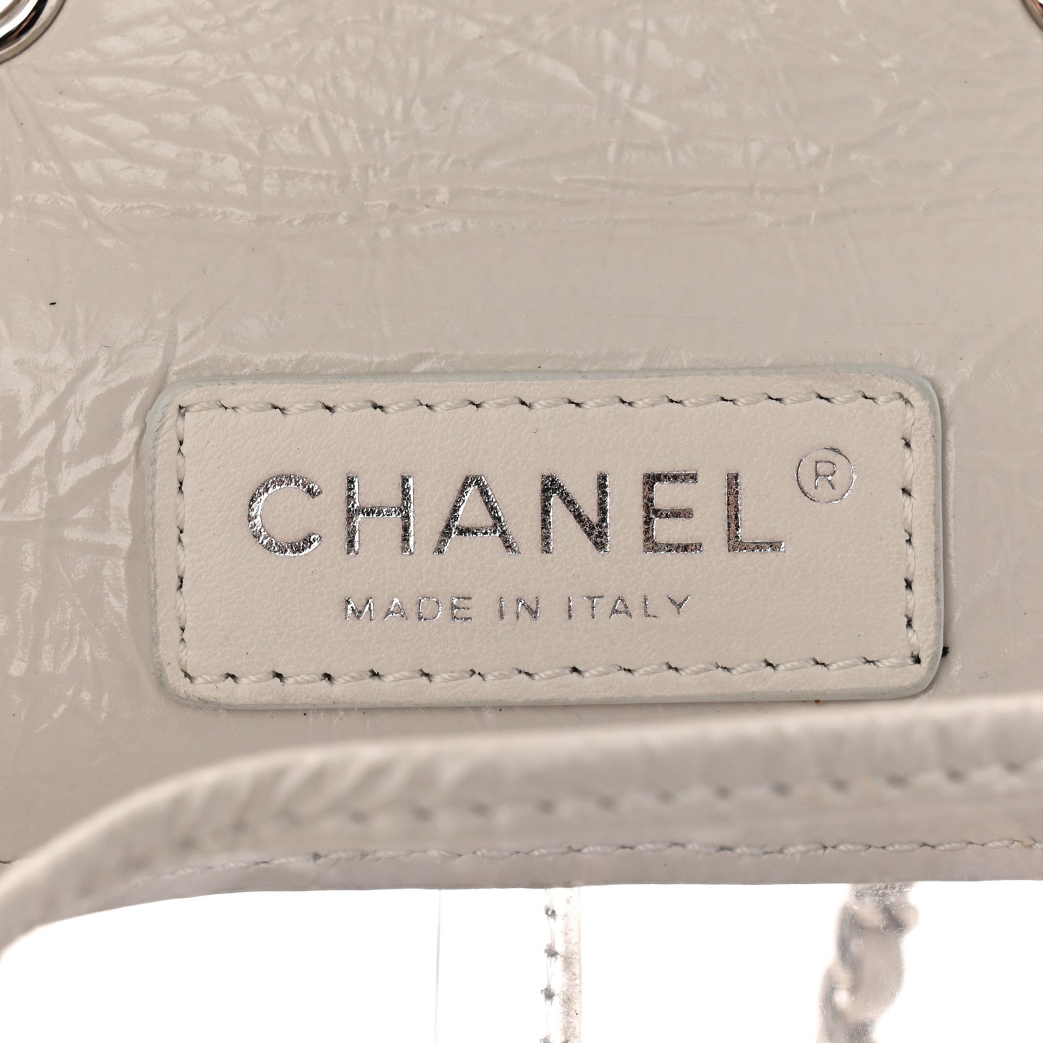 Chanel Crumpled Calfskin PVC Quilted Flap White