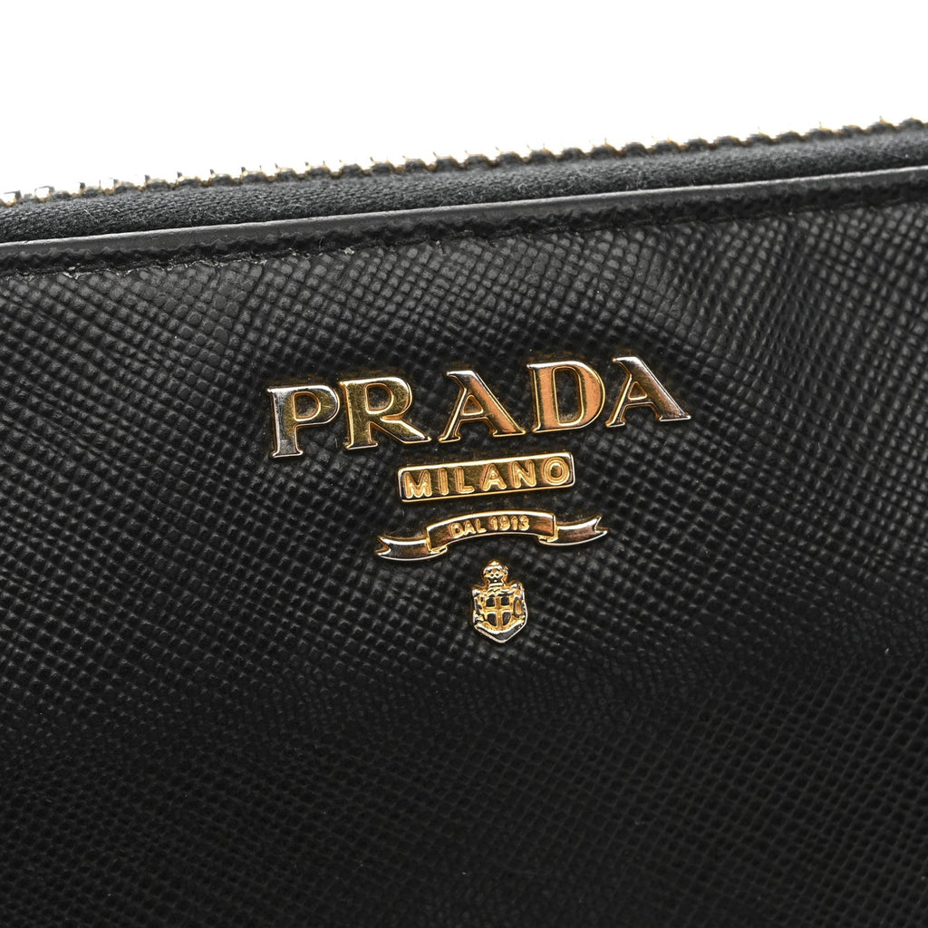 Prada Saffiano Metal Zip Around Wallet Black