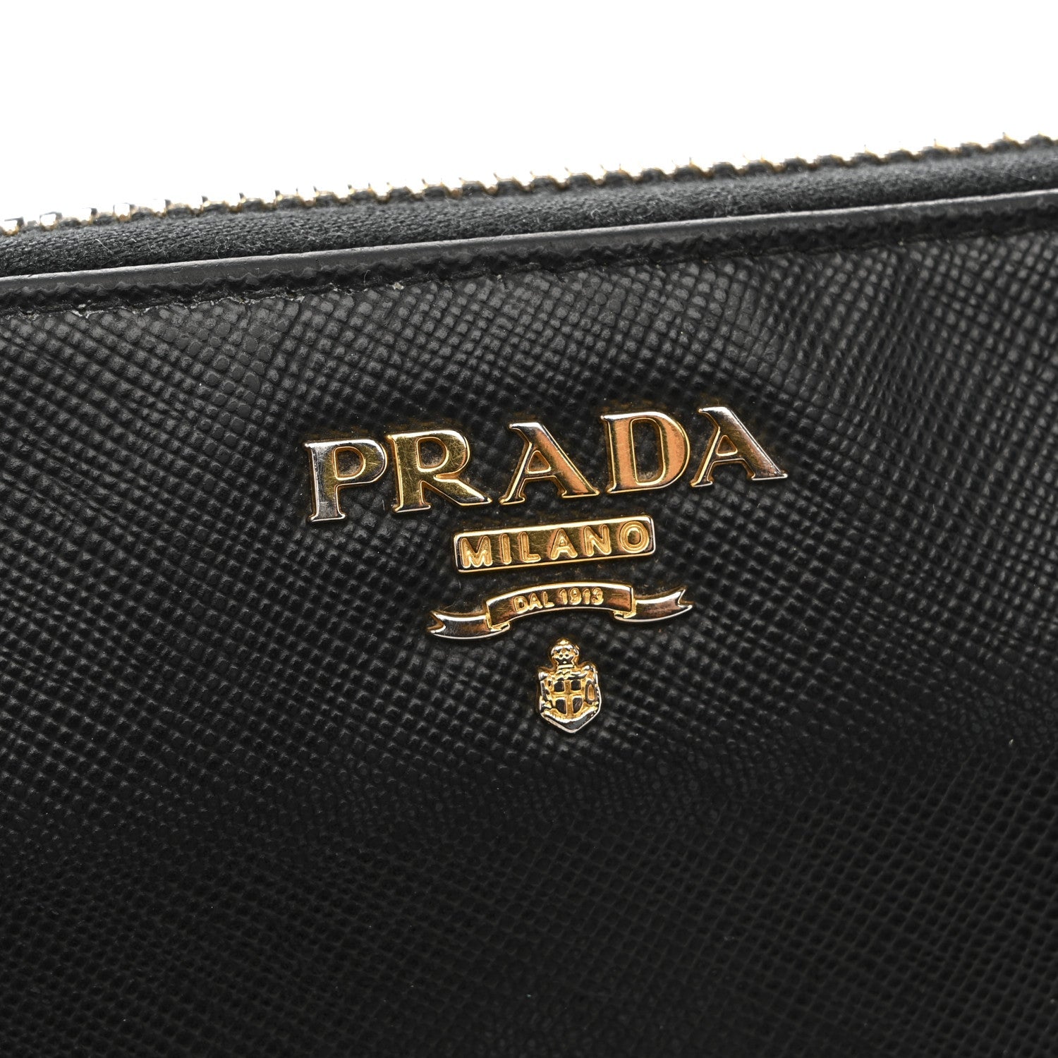 Prada Saffiano Metal Zip Around Wallet Black
