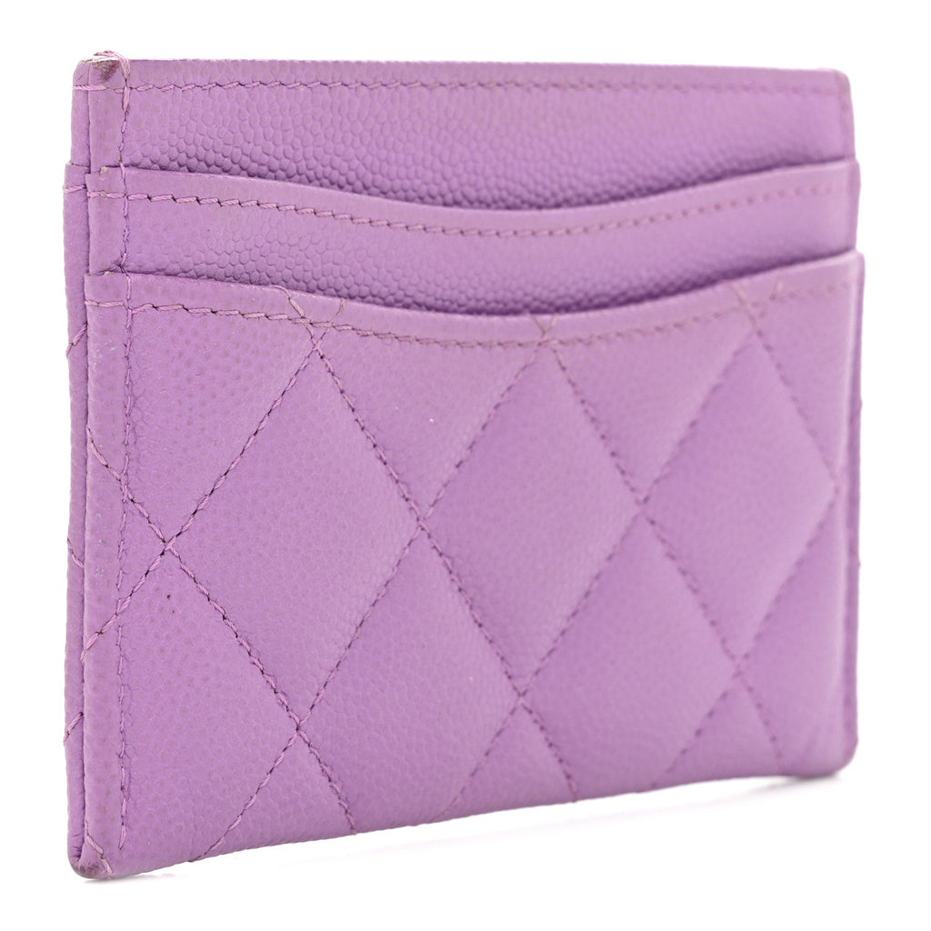 Caviar Quilted Card Holder Purple