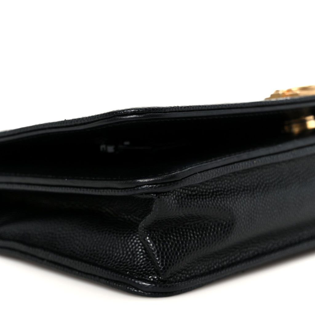 Chanel Caviar Quilted Boy Wallet On Chain WOC Black