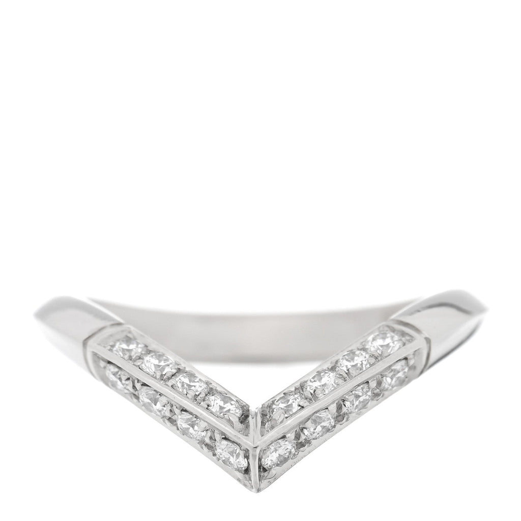Louis Vuitton Platiunm Diamond V Pave Ring 50 5.5