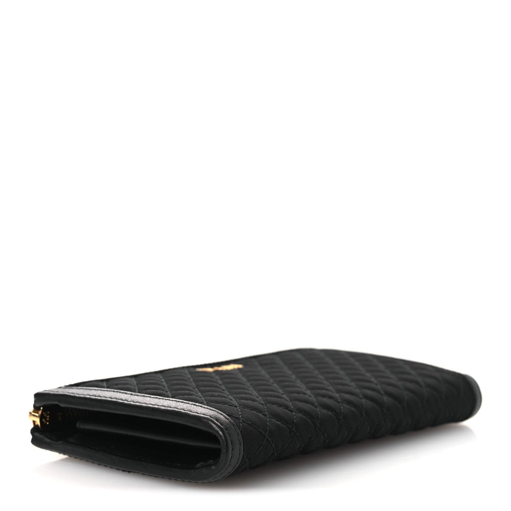 Prada Tessuto Nylon Quilted Zip Around Wallet Black