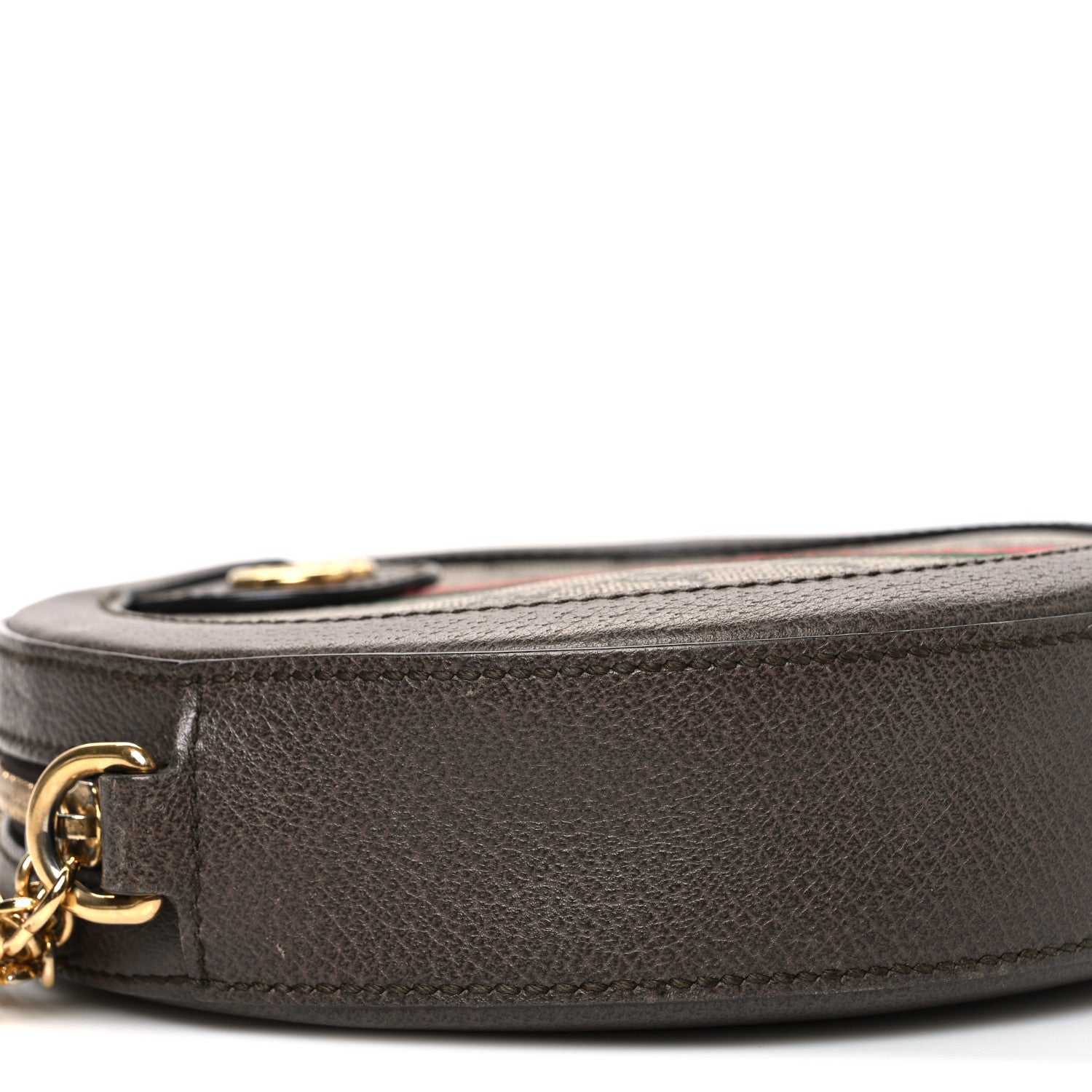 Gucci GG Supreme Monogram Web Mini Ophidia Round Shoulder Bag Brown