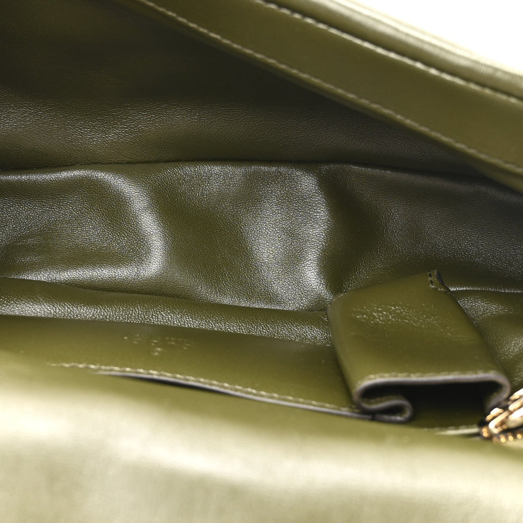 Gucci Lambskin Mini GG Milano Top Handle Shoulder Bag Green