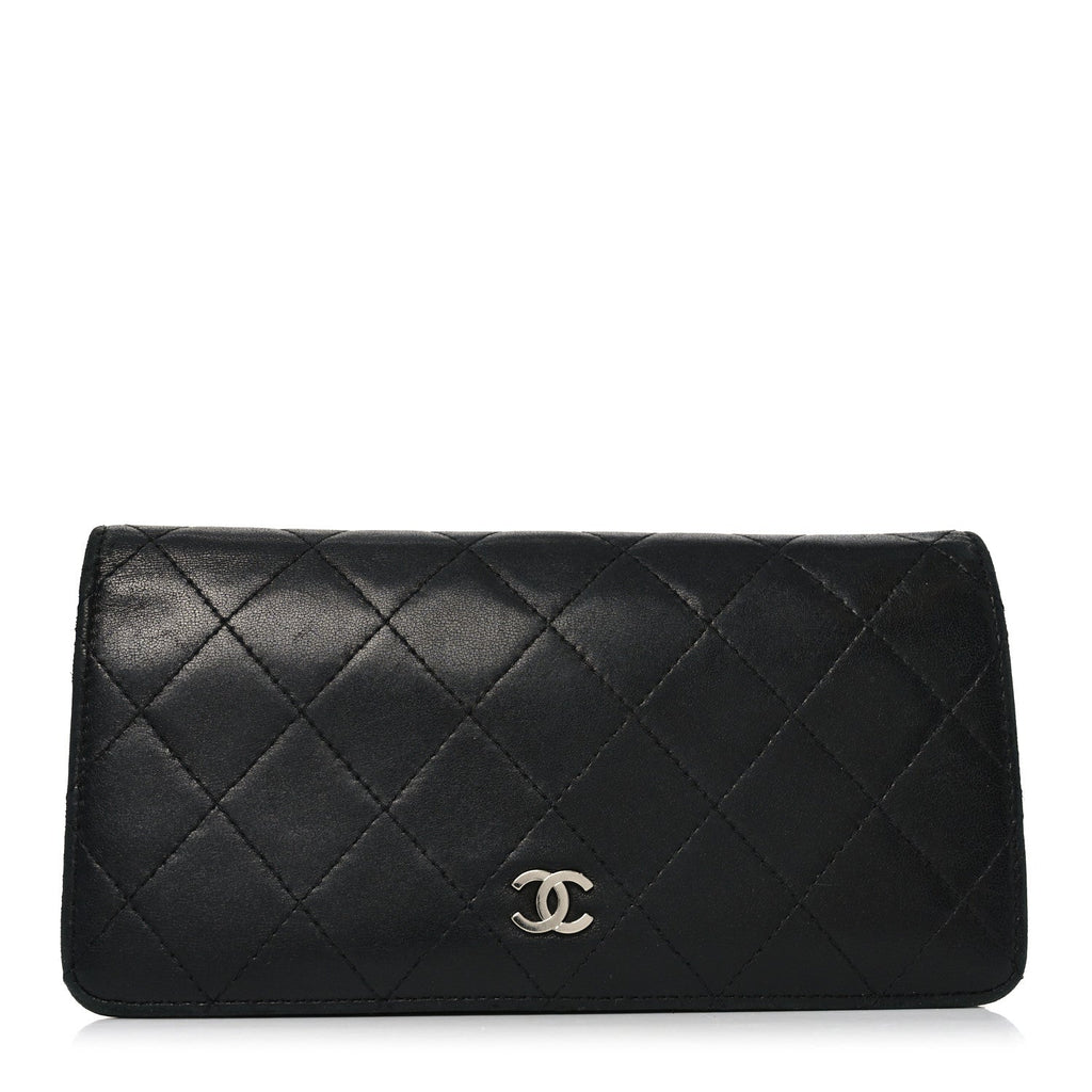 Lambskin Quilted Yen Wallet Black