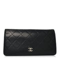 Lambskin Quilted Yen Wallet Black