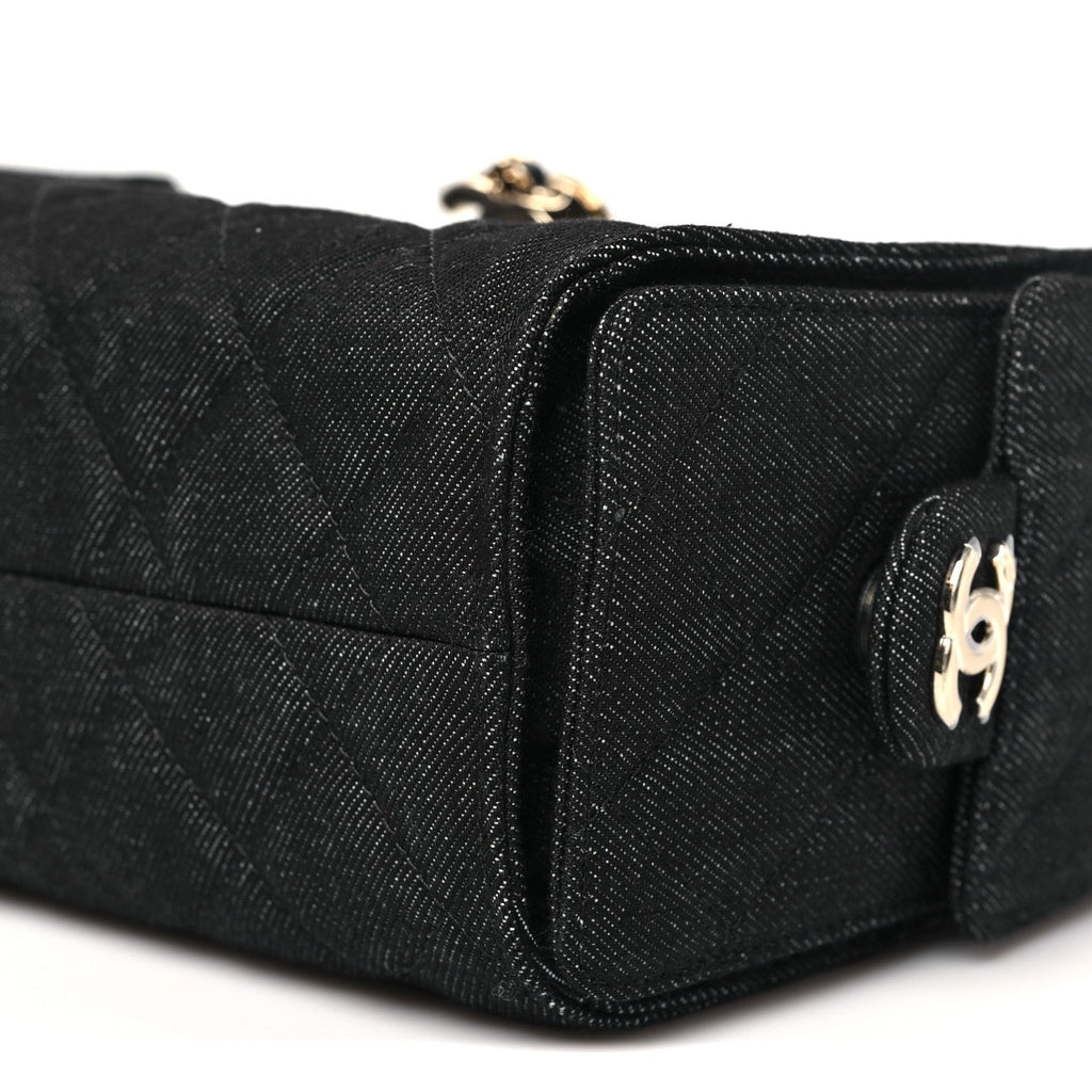 Chanel Denim Quilted Mini Chanel 25 Handbag Dark Blue