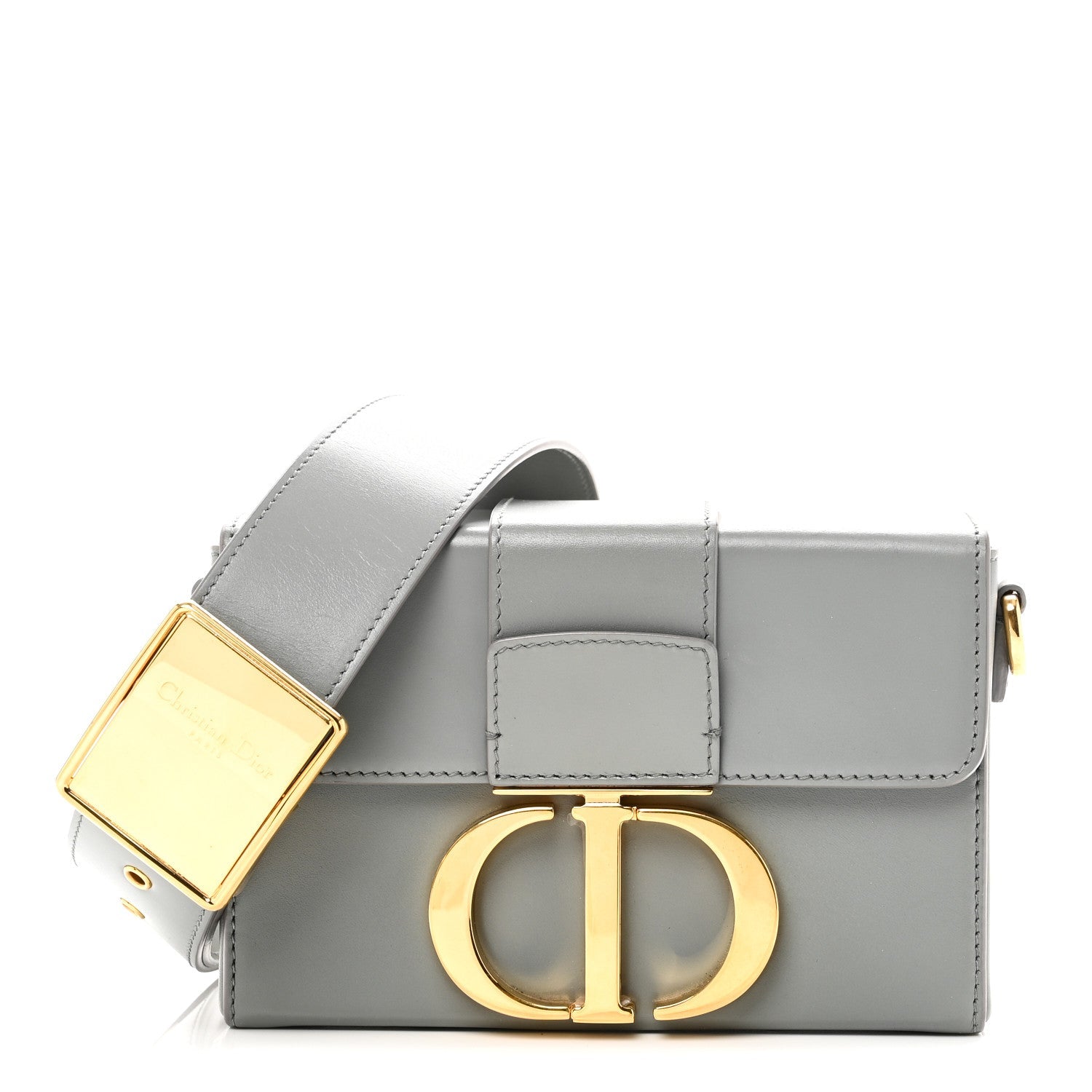 Christian Dior Box Calfskin 30 Montaigne Box Bag Stone Grey