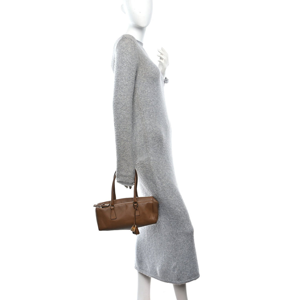 Prada Saffiano Rectangular Shoulder Bag Brown