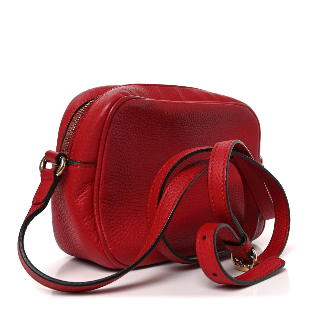 Gucci Pebbled Calfskin Small Soho Disco Bag Tabasco Red