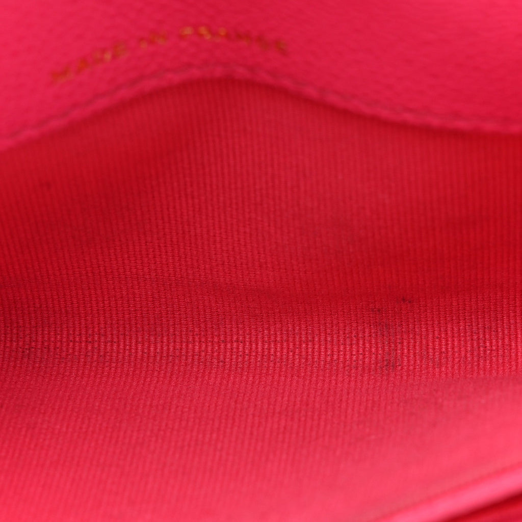 Caviar Quilted Flap Card Holder Wallet Fuchsia