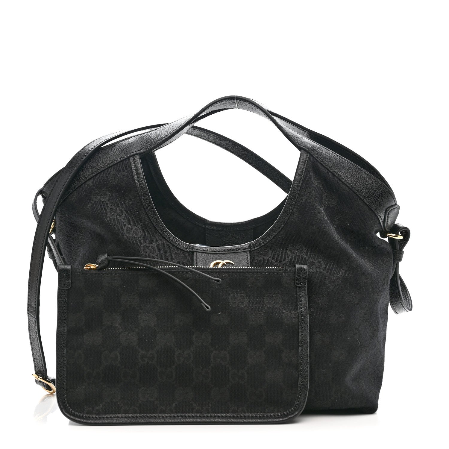 Gucci Denim GG Monogram Web Small Giglio Tote Black
