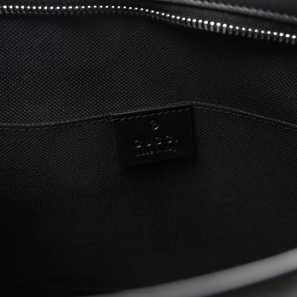 Gucci GG Supreme Monogram Selleria Calfskin Web New Web Cosmetic Case Black