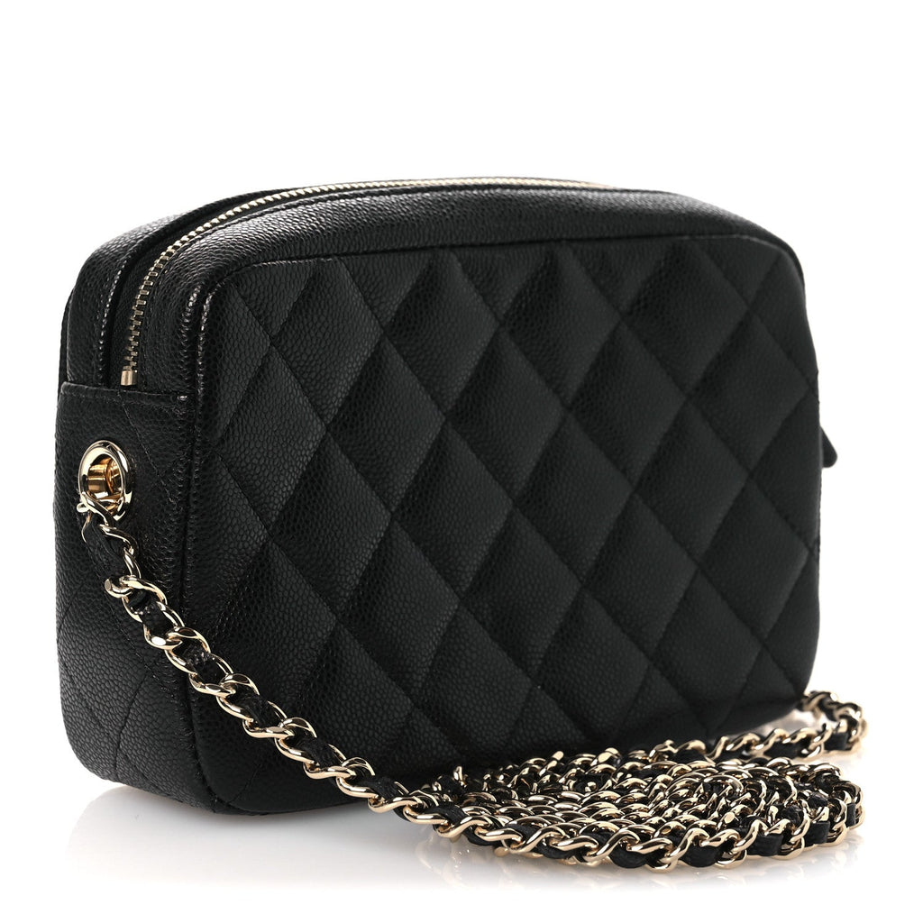 Chanel Caviar Quilted Chain Camera Bag Black