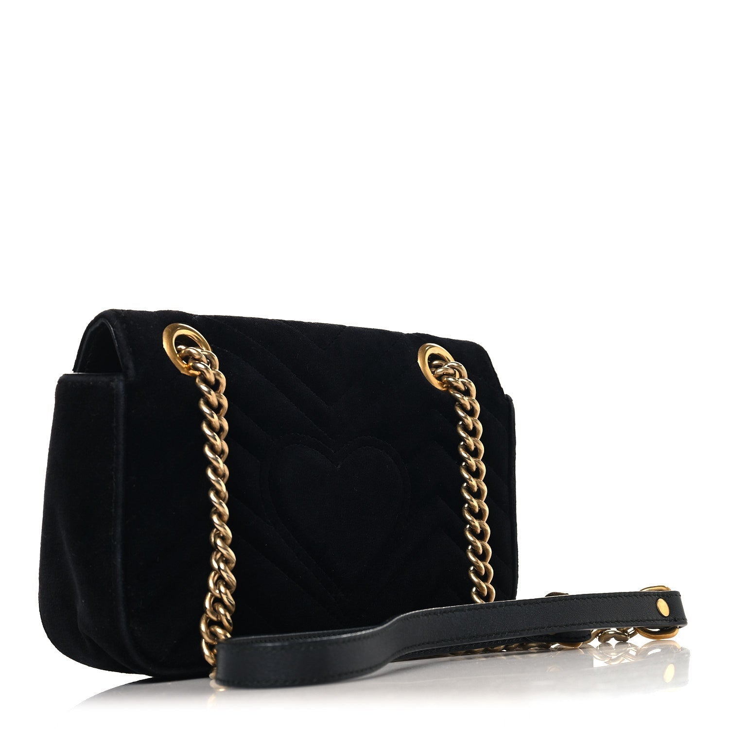 Gucci Velvet Matelasse Mini GG Marmont Shoulder Bag Black
