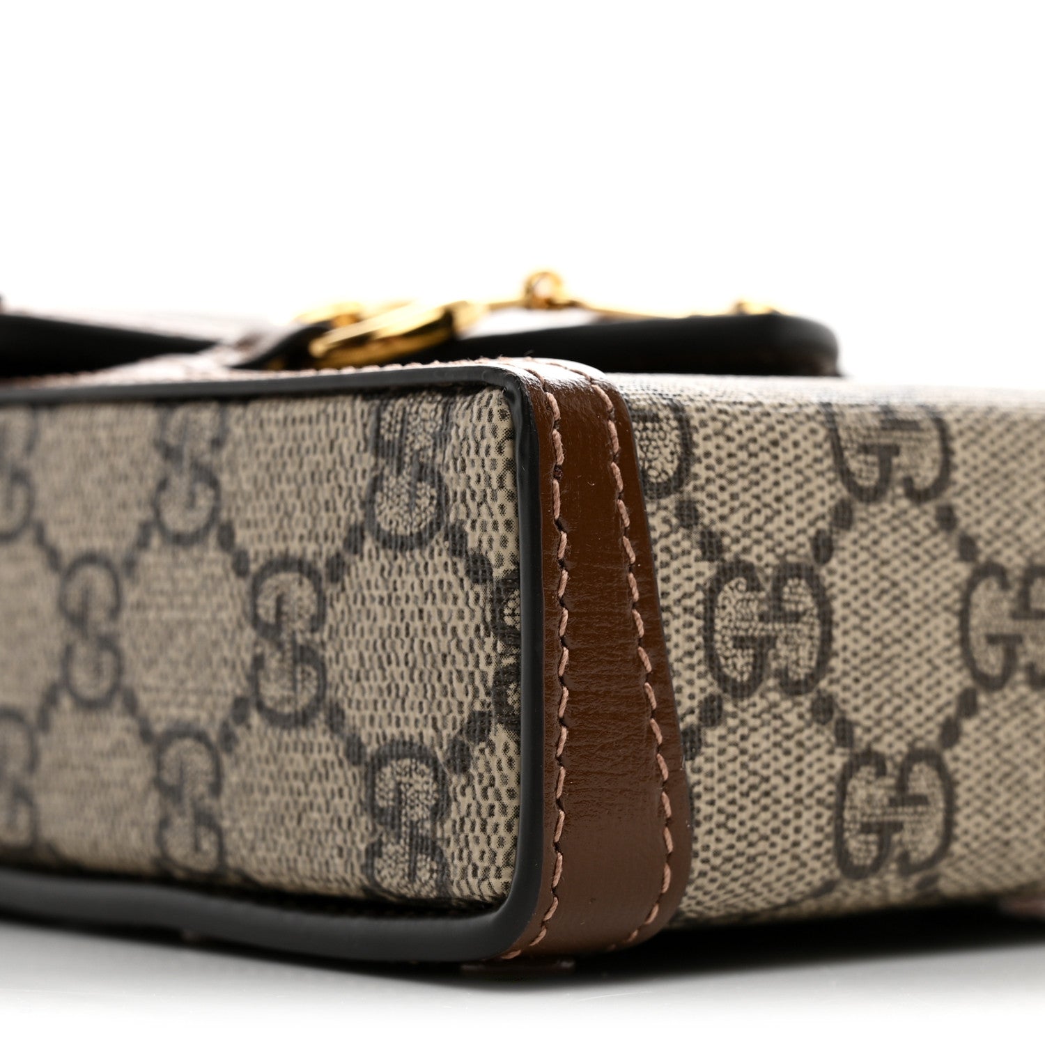 Gucci GG Supreme Monogram Mini Horsebit 1955 Crossbody Bag Beige Brown Sugar