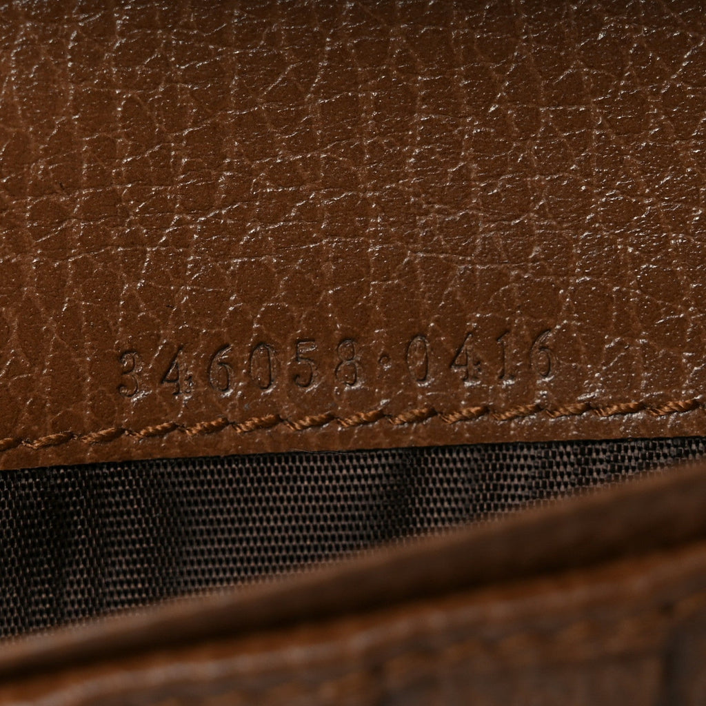 Gucci Monogram Dollar Calfskin Continental Flap Wallet Beige Ebony Tabacco