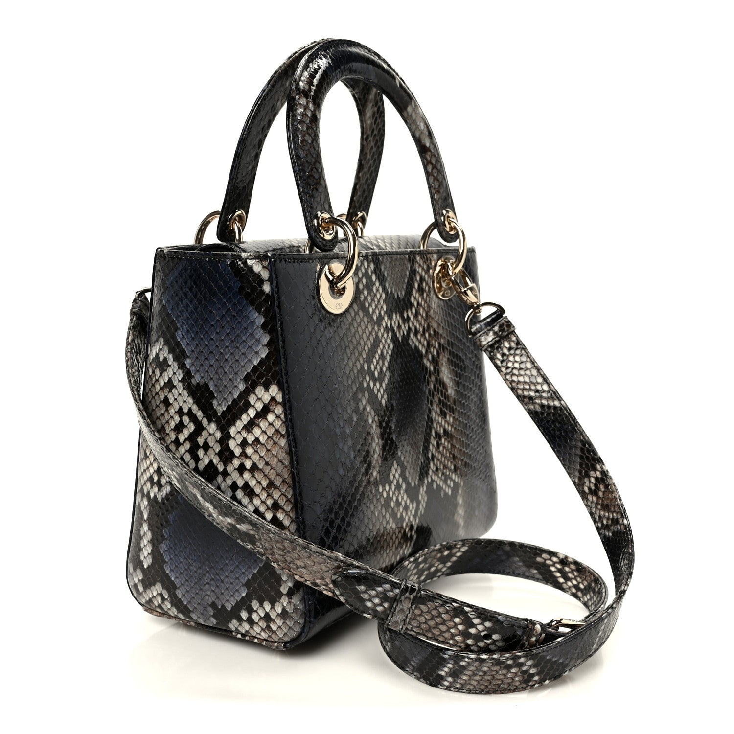Christian Dior Snakeskin Small Lady Dior Bleu Multicolor