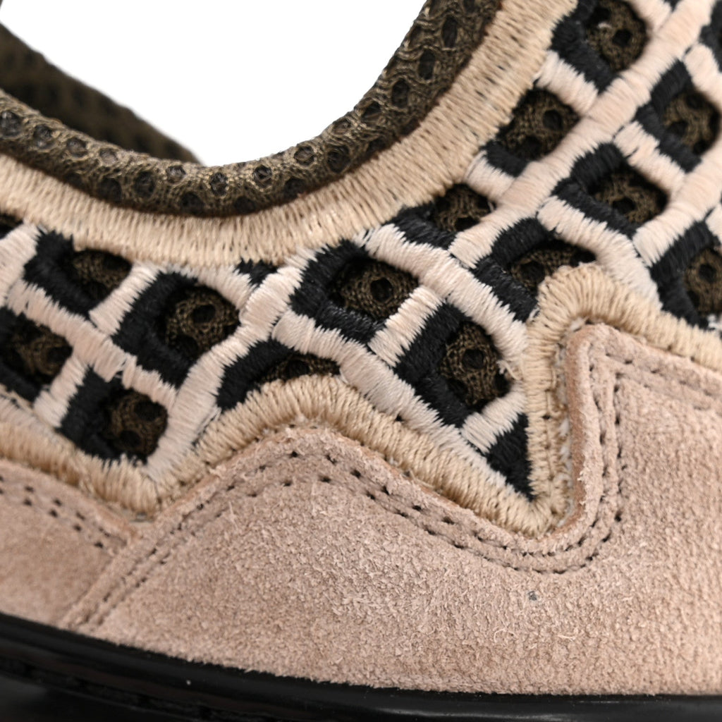 Chanel Suede Calfskin Embroidered CC Sneakers 35.5 Beige Black