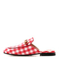 Gucci Cotton Gingham Womens Princetown Slippers 36 White Red
